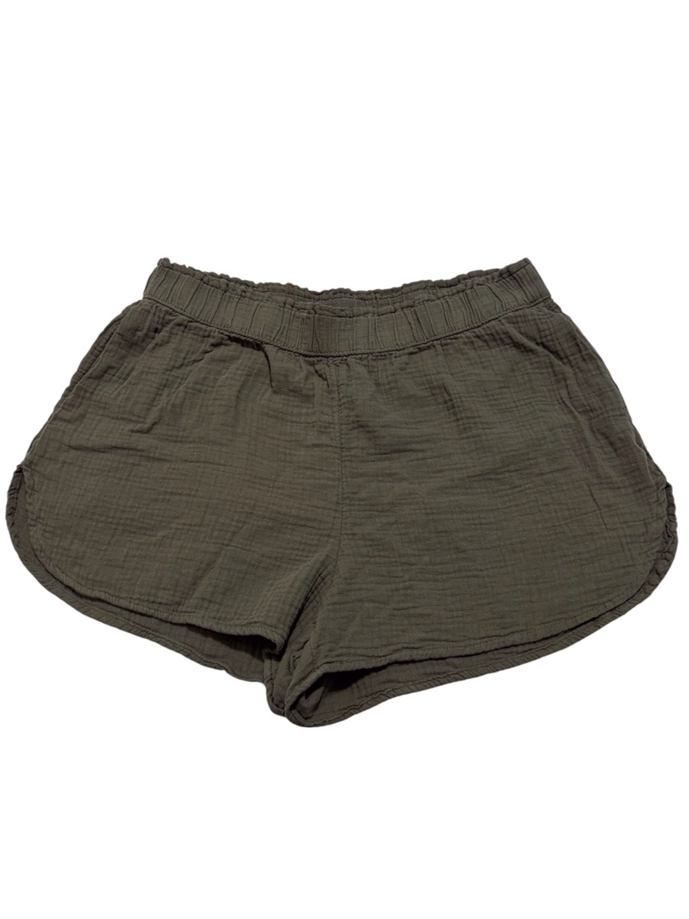 Universal Thread High Rise Cotton Gauze Pull-On Shorts Dark Meadow Green Large